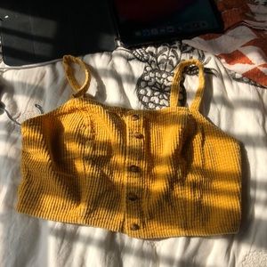 Kendal & Kylie mustard suede crop top